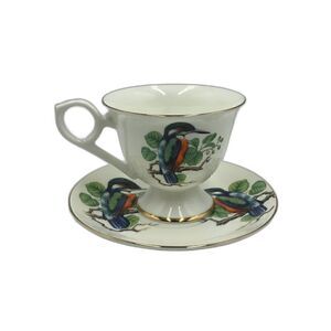 Vintage Gracie Bone China by Coastline Imports Hummingbird Teacup Saucer Set